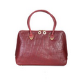 Elephant Print Calf Leather Women's Handbag w/ Magnetic Snap Closure